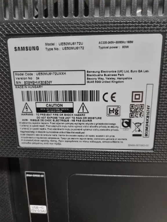 TELEWIZOR LED SAMSUNG UE50MU6172 50 CALI 4K UHD LED