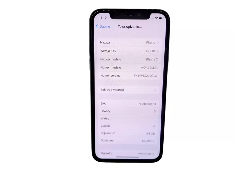 TELEFON IPHONE X 64GB USZK TYŁ