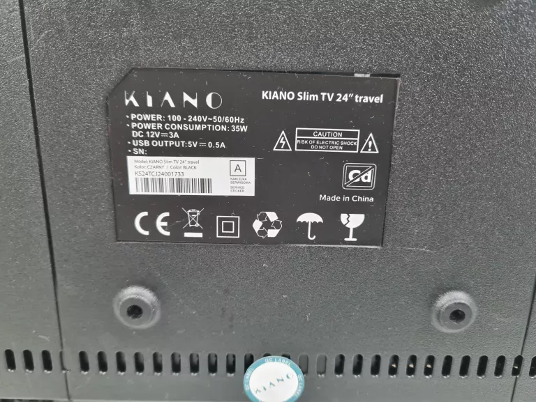 TELEWIZOR LED KIANO SLIMTV 24 TRAVEL IDEALNY DO KAMPERA + DVBT-2 GWR!!