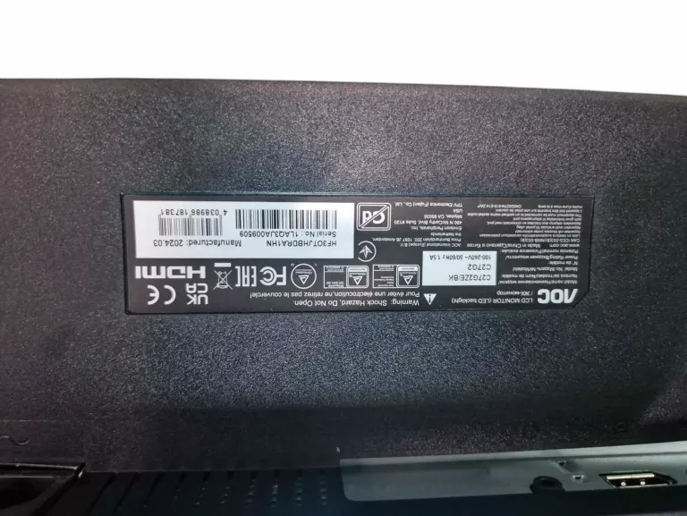 MONITOR LED AOC C27G2ZE/BK 27 " 1920 X 1080 PX VA 0,5MS 240HZ