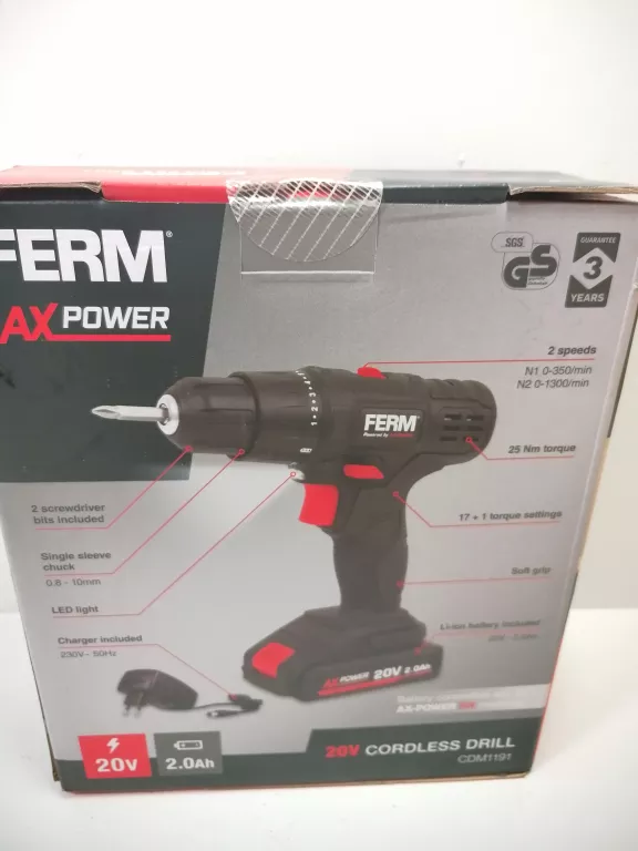 WKRĘTARKA FERM AX POWER 20V  CZARNA