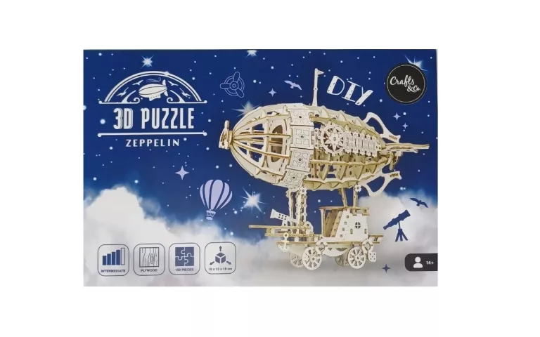 DREWNIANE PUZZLE 3D DIY - STEROWIEC ZEPPELIN - 19CM