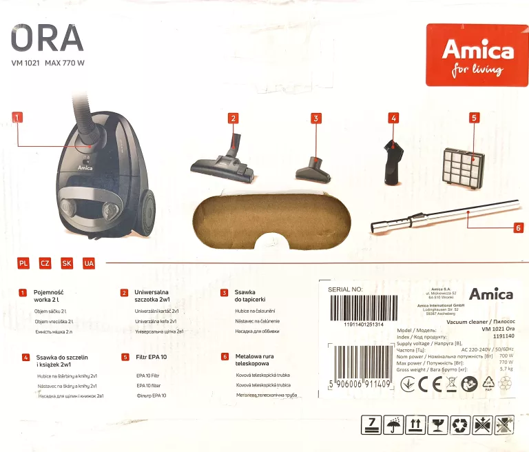 ODKURZACZ AMIKA VM 1021 PUD