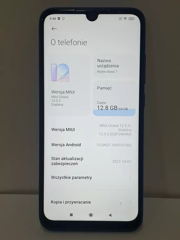 SMARTFON XIAOMI REDMI NOTE7 4 GB / 64 GB NIEBIESKI