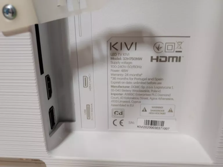 TELEWIZOR LED KIVI 32H750NW 32" HD READY ANDROID TV DVB-T2 BIAŁY