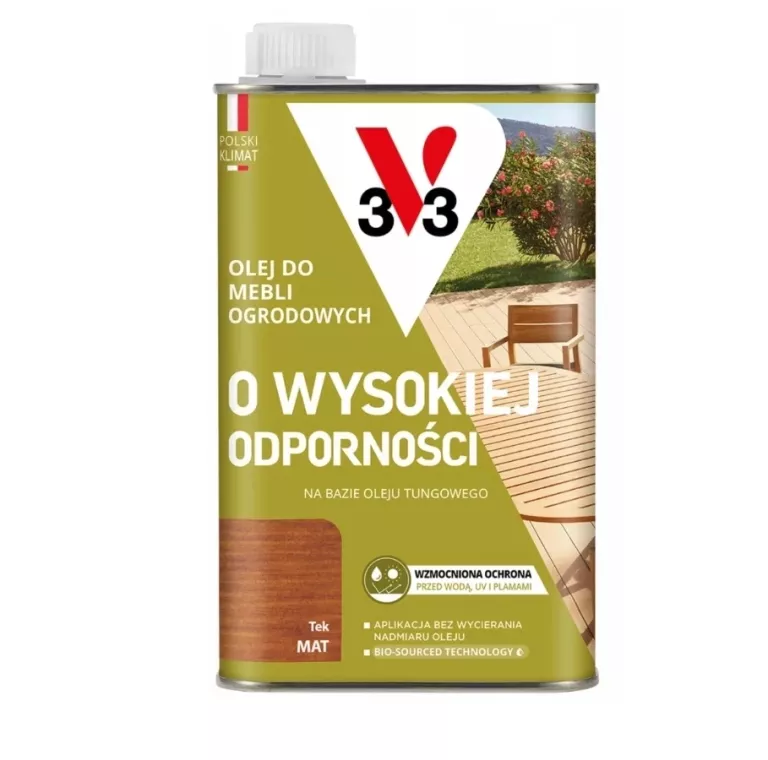 OLEJ DO MEBLI OGRODOWYCH O WYSOKIEJ ODPORNOŚCI TEK MAT V33 0,5L