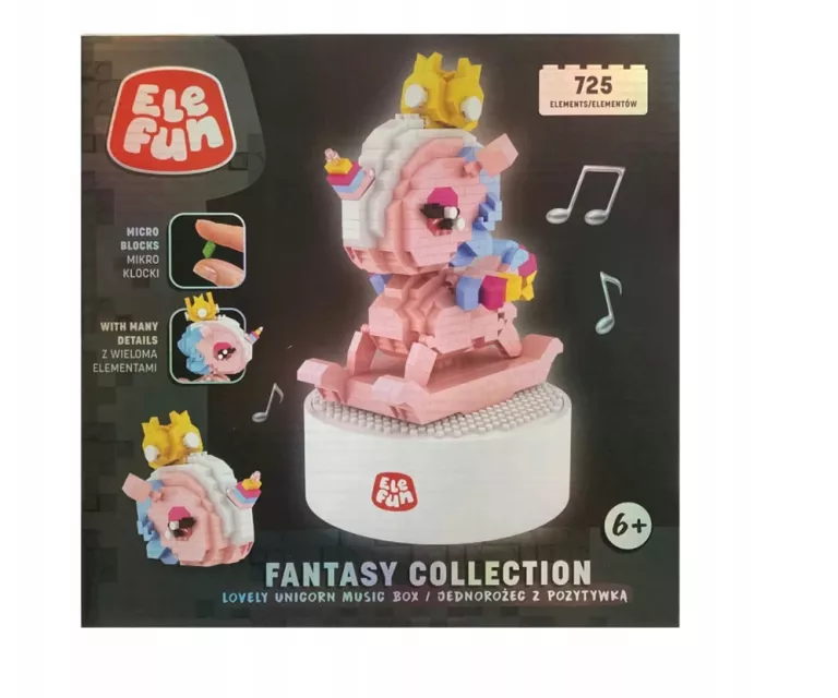 KLOCKI ELEFUN FANTASY COLLECTION MICRO 3D JEDNOROŻEC Z POZYTYWKĄ 725 ELEM