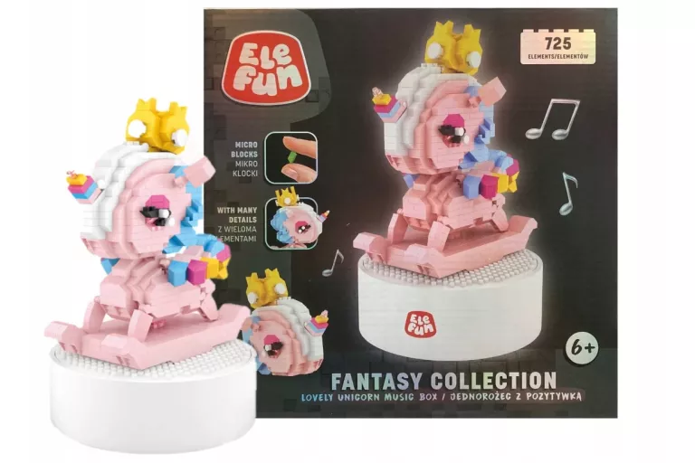KLOCKI ELEFUN FANTASY COLLECTION MICRO 3D JEDNOROŻEC Z POZYTYWKĄ 725 ELEM
