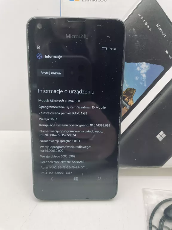 TELEFON NOKIA LUMIA 550 KOMPLET IMEI: 355132070115367
