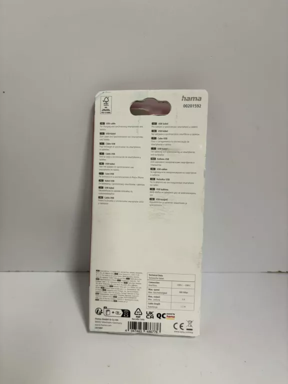 KABEL HAMA USB TYP C - USB TYP C 1,5 M BIAŁY