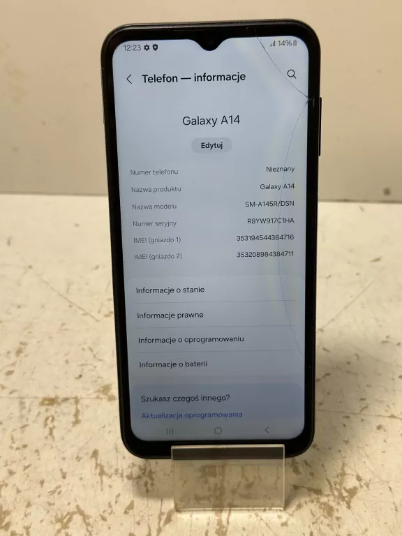 TELEFON SAMSUNG GALAXY A14 4/64GB PĘKNIĘTY EKRAN