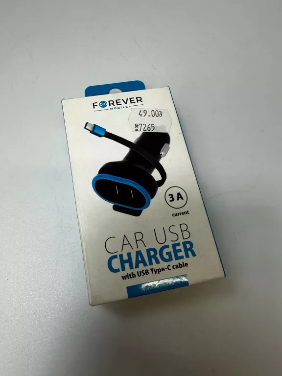 FOREVER ŁADOWARKA SAMOCHODOWA CC-02 2XUSB 3A Z KABLEM TYP-C