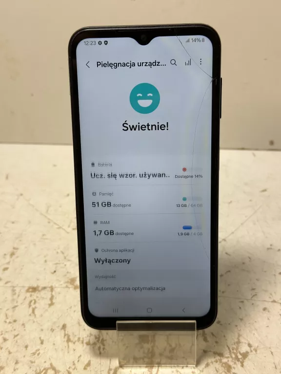 TELEFON SAMSUNG GALAXY A14 4/64GB PĘKNIĘTY EKRAN