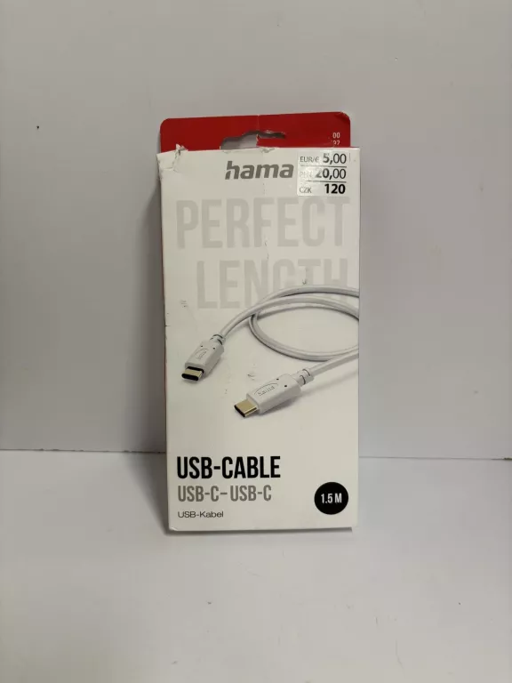 KABEL HAMA USB TYP C - USB TYP C 1,5 M BIAŁY