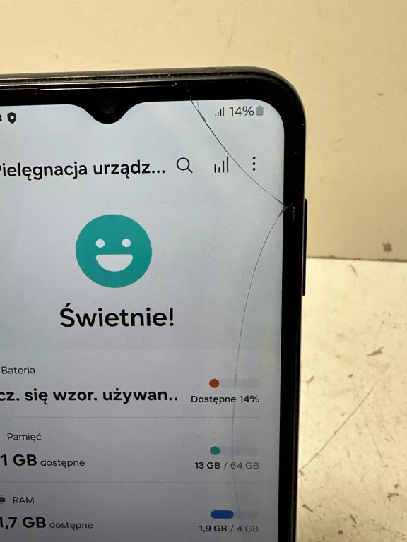TELEFON SAMSUNG GALAXY A14 4/64GB PĘKNIĘTY EKRAN
