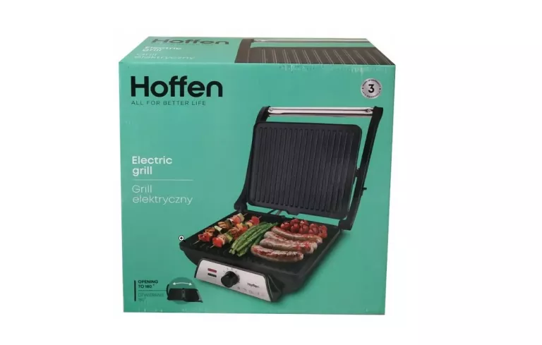 KONTAKTOWY, SKŁADANY GRILL ELEKTRYCZNY HOFFEN HO-00052 CZARNY 2000 W