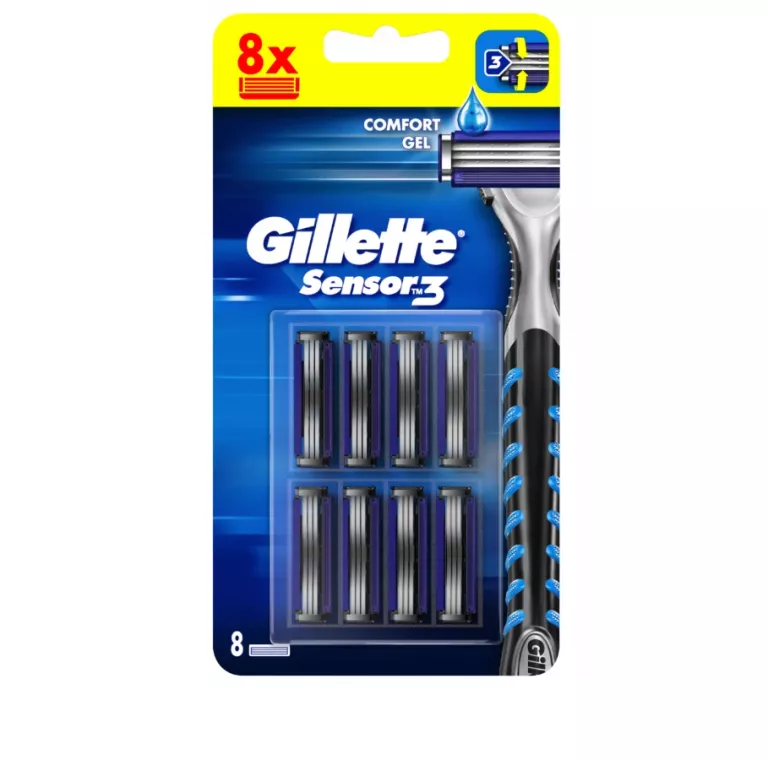 GILLETTE SENSOR3 WKŁADY DO MASZYNKI DO GOLENIA DLA MĘŻCZYZN, 8 SZTUK 77020