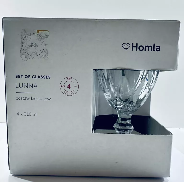 ZESTAW KIELISZKÓW LUNNA KIELISZKI DO WINA SZKŁO BEZBARWNE 4 SZT. 310ML
