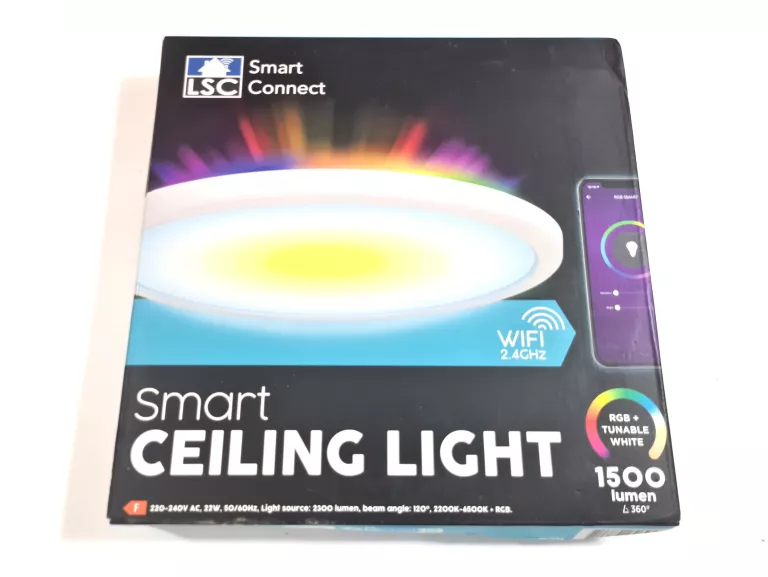 LAMPA SUFITOWA PLAFON LSC SMART CONNECT RGB WIFI ALEXA 1500LM 30 X 3 CM