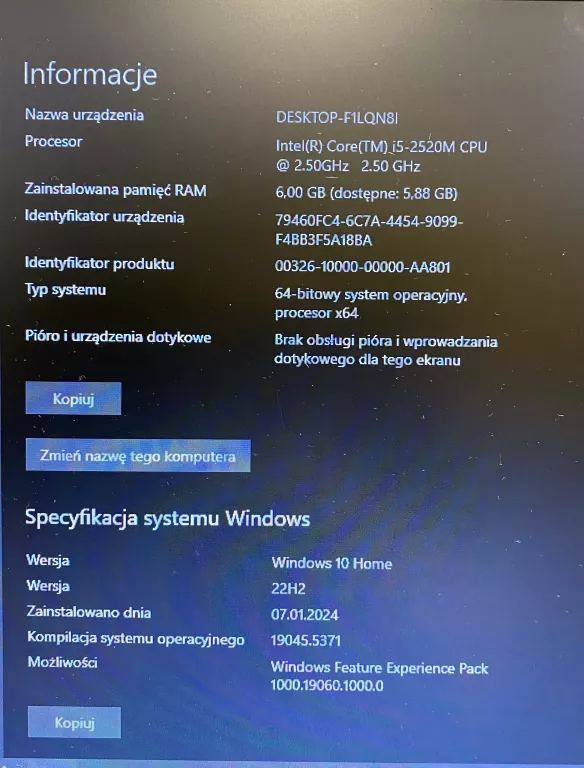 LAPTOP DELL E6320 6GB/250 GB