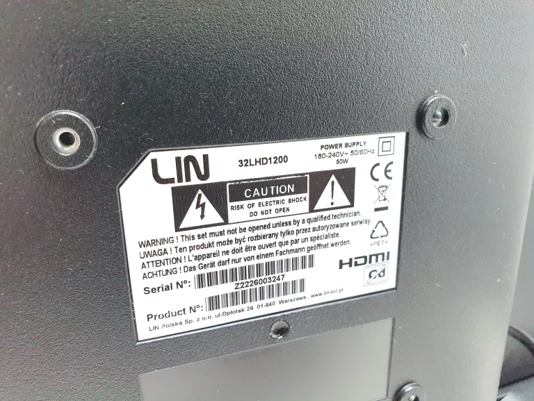 TELEWIZOR LED 32 CALE LIN 32LHD1200 + PILOT