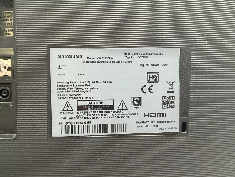 MONITOR SAMSUNG V32F390FEW 31.5" 1920X1080PX