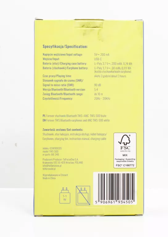SŁUCHAWKI BLUETOOTH FOREVER TWS-500