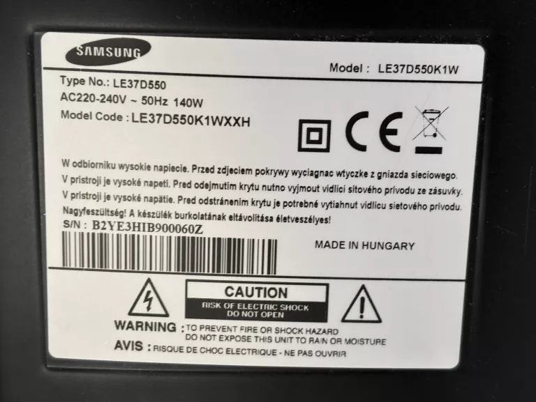TELEWIZOR SAMSUNG LE37D550 LCD 60HZ 1920X1080