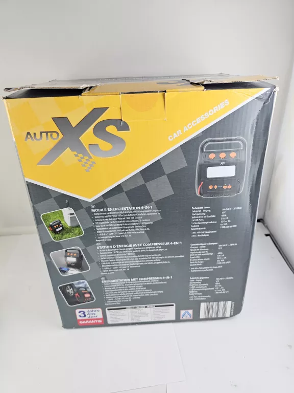 AUTO XS 4W1 ZASILACZ MOBILNY ŚWIATŁO ŁADOWARKA SPRĘŻARKA BOOSTER