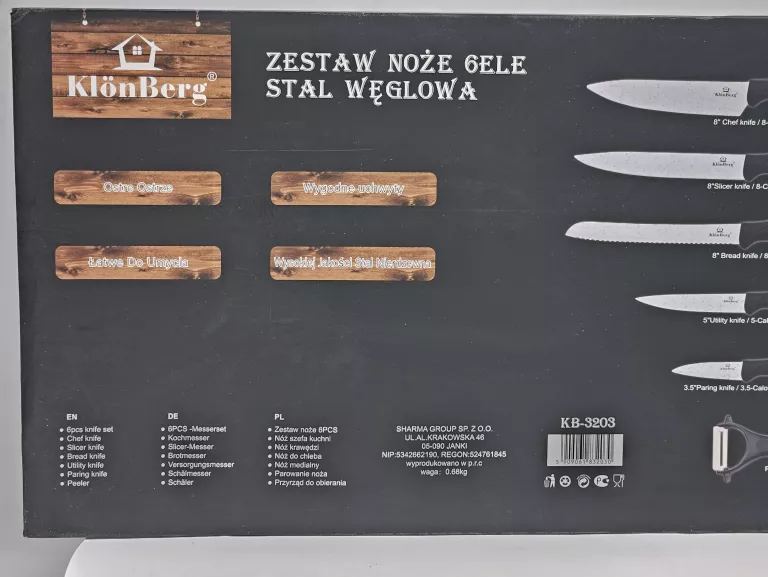 ZESTAW 5+1 NOŻE KUCHENNE KLONBERG KB 3203