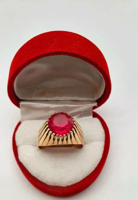 PRZEPIĘKNY ZABYTKOWY PIERŚCIONEK Z RUBINEM 7,0G R.24 585