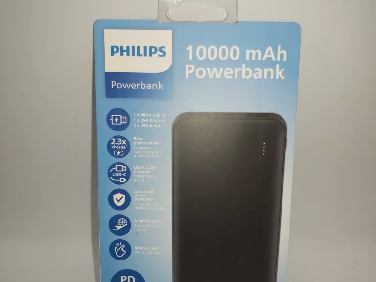 POWERBANK PHILIPS 10000 MAH CZARNY, KOMPLET!!!