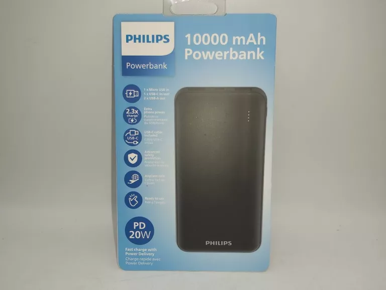 POWERBANK PHILIPS 10000 MAH CZARNY, KOMPLET!!!