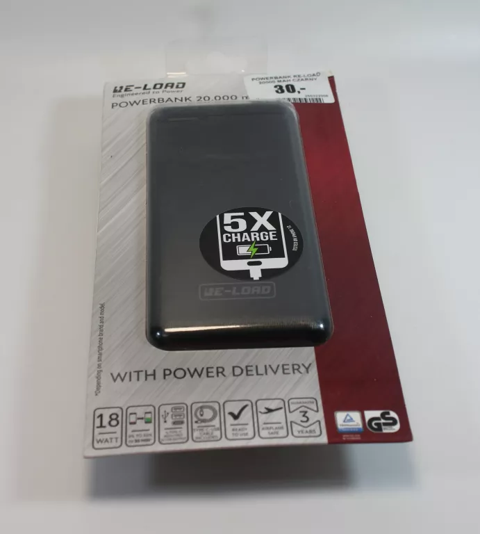 POWERBANK RE-LOAD 20000 MAH CZARNY