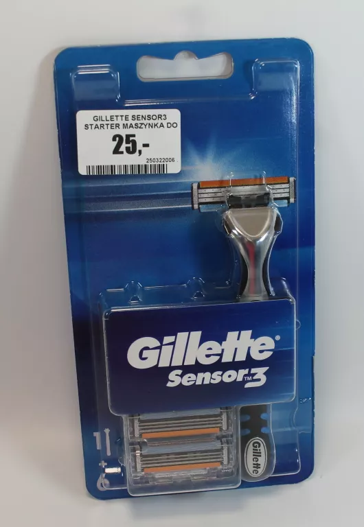 GILLETTE SENSOR3 STARTER MASZYNKA DO GOLENIA + WKŁADY, 1 SZT. + 6 OSTRZY