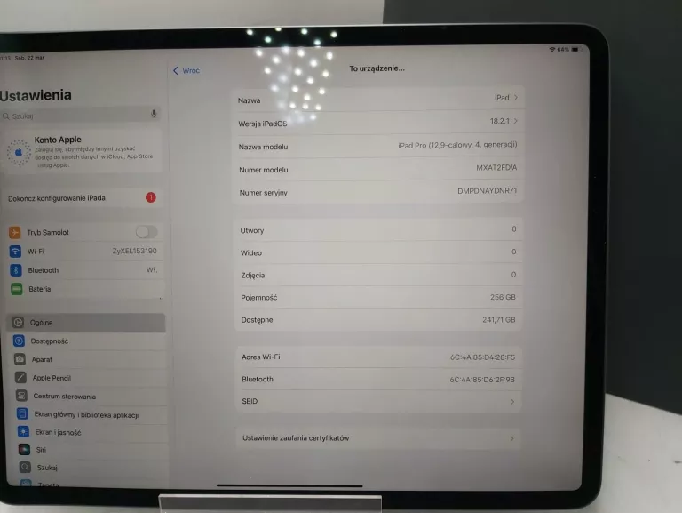 TABLET APPLE IPAD PRO 12,9 256GB 4TH GEN A2229 + APPLE PENCIL, ETUI!!!
