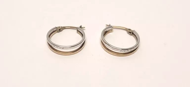 ZŁOTE UŻYWANE KOLCZYKI 333/8K VERONA 1,48G KOŁA BIAŁE ZŁOTO I ŻÓŁTE