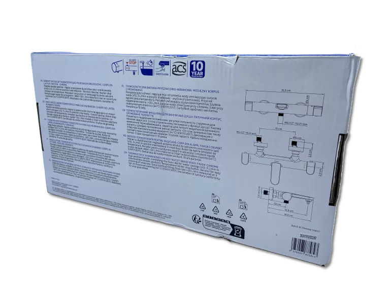 BATERIA PRYSZNICOWA TERMOSTATYCZNA ICONE CHROMOWANA 16.9 L/MIN SENSEA