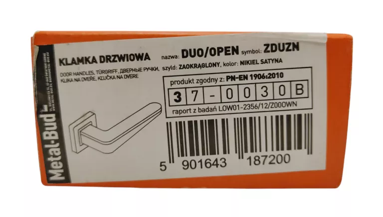 KLAMKA DRZWIOWA WEWNĘTRZNA DUO KWADRAT NIKIEL SATYNA