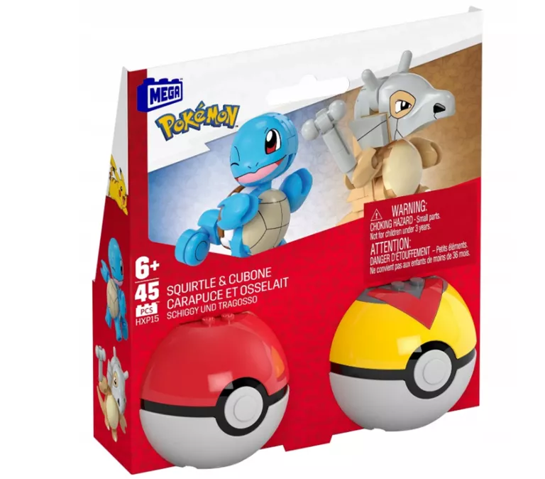 MEGA CONSTRUX KLOCKI 45 EL POKEMON SQUIRTLE I CUBONE + 2 POKEBALL