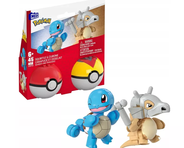 MEGA CONSTRUX KLOCKI 45 EL POKEMON SQUIRTLE I CUBONE + 2 POKEBALL