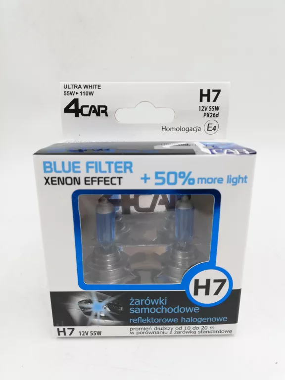 ŻARÓWKI SAMOCHODOWE 4CAR H7 BLUE FILTER XENON EFFECT 12V 55W 5000K