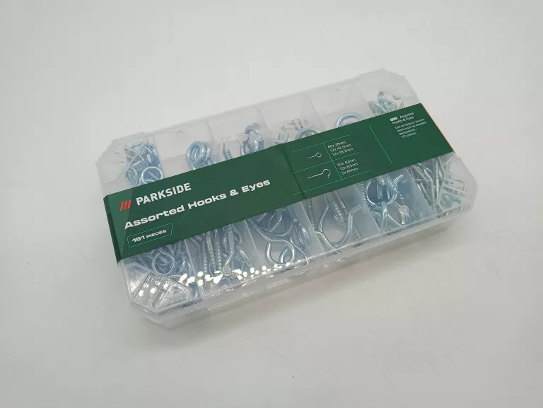 PARKSIDE ZESTAW HAKI HACZYKI PIERŚCIENIOWE ŚRUBOWE 151 SZT