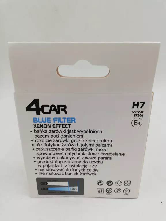 ŻARÓWKI SAMOCHODOWE 4CAR H7 BLUE FILTER XENON EFFECT 12V 55W 5000K