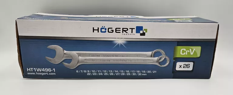 ZESTAW KLUCZY PŁASKO OCZKOWYCH HÖGERT TECHNIK HT1W496-1