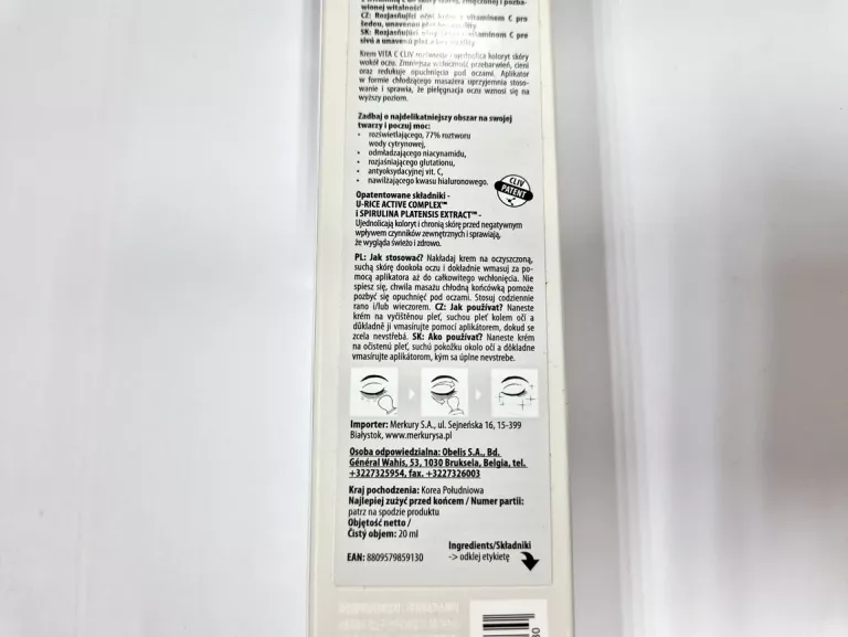 KREM POD OCZY CLIV VITA C PREMIUM ROŚWIETLAJĄCY Z WITAMINĄ C