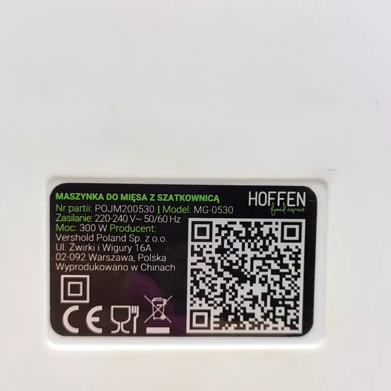 MASZYNKA DO MIĘSA HOFFEN MG-0530