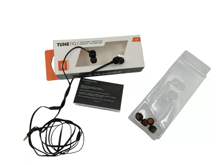 SŁUCHAWKI JBL TUNE 110 DOKANAŁOWE MINI JACK 3.5MM PRZEWODOWE CZARNE