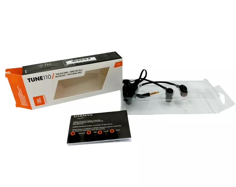 SŁUCHAWKI JBL TUNE 110 DOKANAŁOWE MINI JACK 3.5MM PRZEWODOWE CZARNE