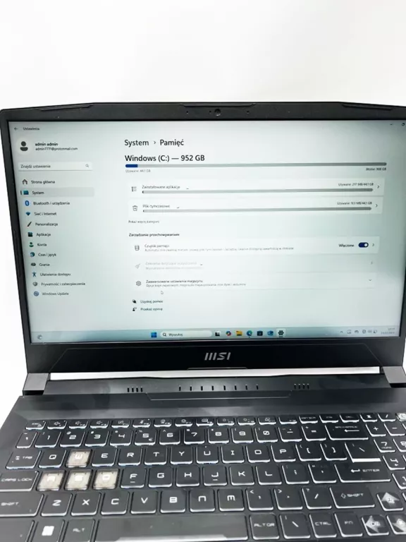 LAPTOP MSI BRAVO 15 C7VF RTX4060 + ŁADOWARKA/RYZEN 7/1000 GB/16 GB RAM